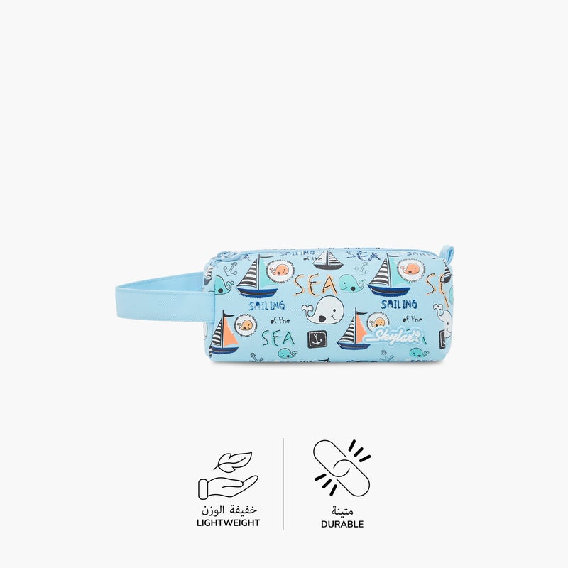 Skylar Pencil Case-Sea With 3D Accessories--1 Cmprt-Printed (Polyester) Light Blue \ 20.5X9.5X9.5 - Image 4